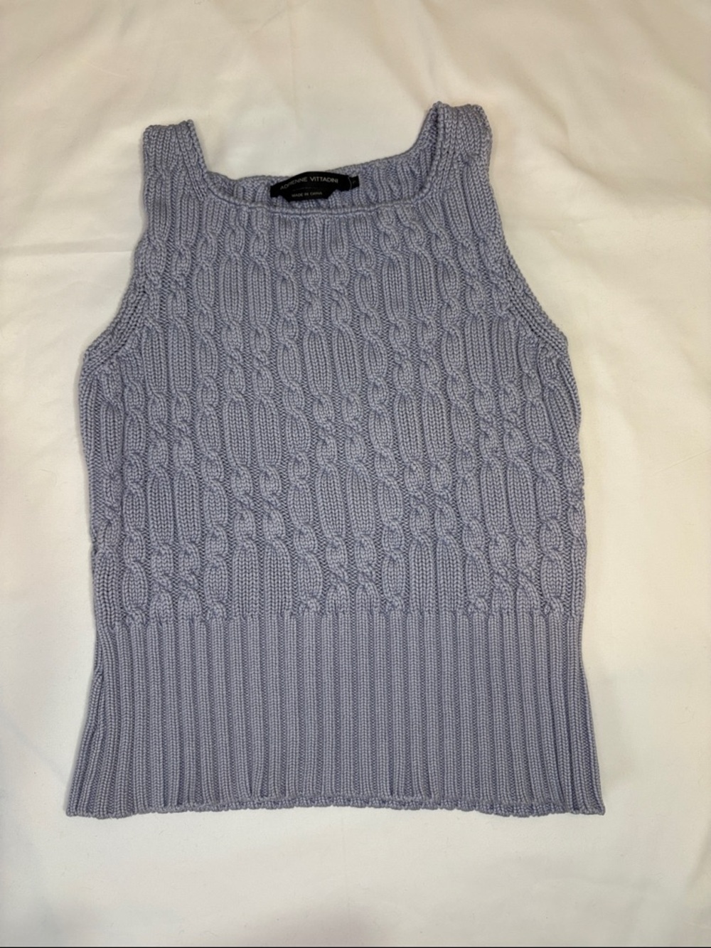 Adrienne Vittadini Lilac Cable Knit Tank Top
